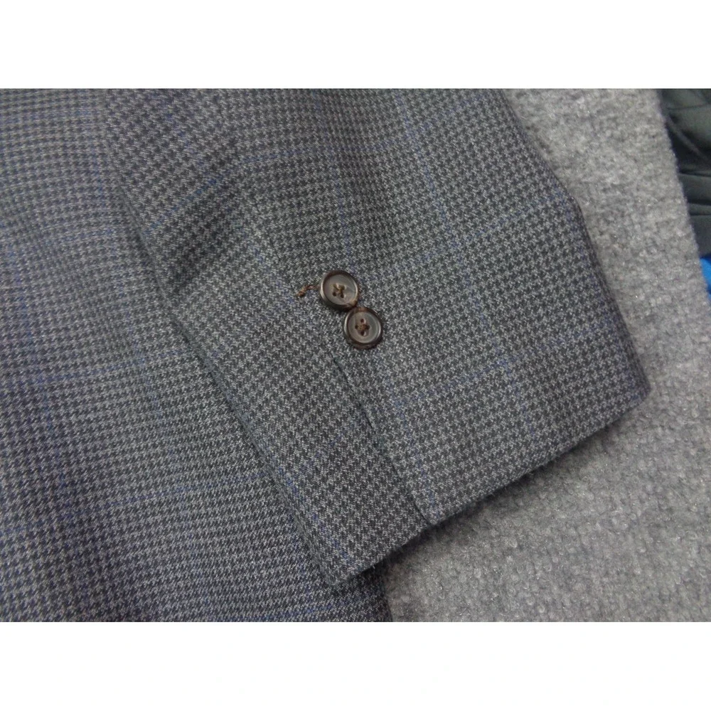 Ralph Ralph‎ Lauren Blazer Men 54R Gray Silk Wool Houndstooth Windowpane Plaid